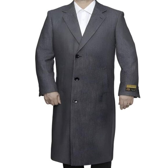 Mens Overcoat - Topcoat For Men - Winter Fabric - Grey Big...